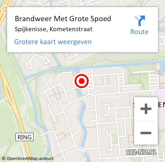 Locatie op kaart van de 112 melding: Brandweer Met Grote Spoed Naar Spijkenisse, Kometenstraat op 10 februari 2024 05:49