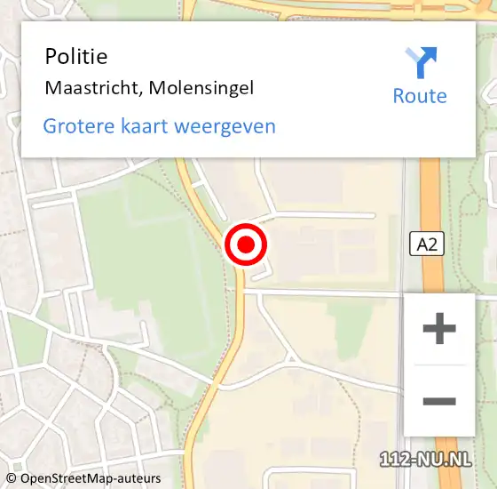 Locatie op kaart van de 112 melding: Politie Maastricht, Molensingel op 10 februari 2024 06:25