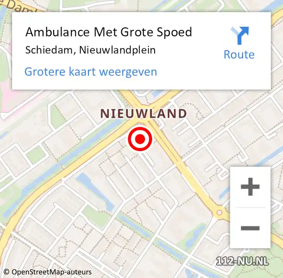 Locatie op kaart van de 112 melding: Ambulance Met Grote Spoed Naar Schiedam, Nieuwlandplein op 10 februari 2024 07:17