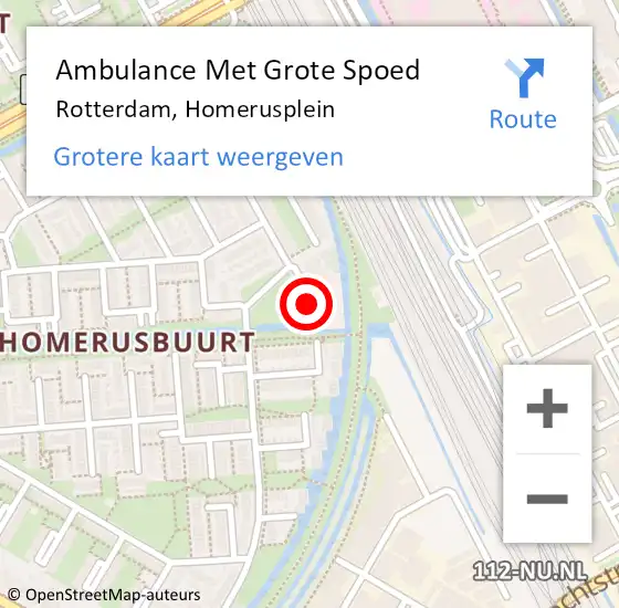 Locatie op kaart van de 112 melding: Ambulance Met Grote Spoed Naar Rotterdam, Homerusplein op 10 februari 2024 08:18