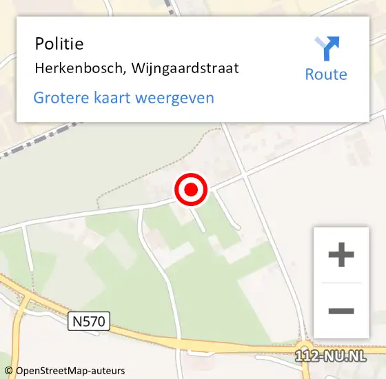 Locatie op kaart van de 112 melding: Politie Herkenbosch, Wijngaardstraat op 10 februari 2024 09:22