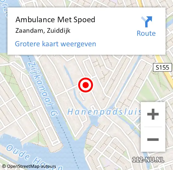 Locatie op kaart van de 112 melding: Ambulance Met Spoed Naar Zaandam, Zuiddijk op 10 februari 2024 09:34
