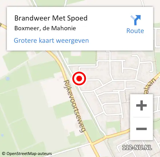 Locatie op kaart van de 112 melding: Brandweer Met Spoed Naar Boxmeer, de Mahonie op 10 februari 2024 10:22