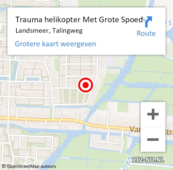Locatie op kaart van de 112 melding: Trauma helikopter Met Grote Spoed Naar Landsmeer, Talingweg op 10 februari 2024 11:00