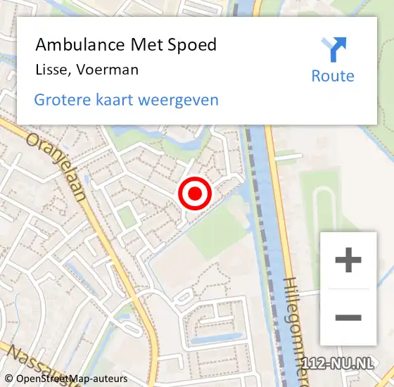 Locatie op kaart van de 112 melding: Ambulance Met Spoed Naar Lisse, Voerman op 10 februari 2024 12:01