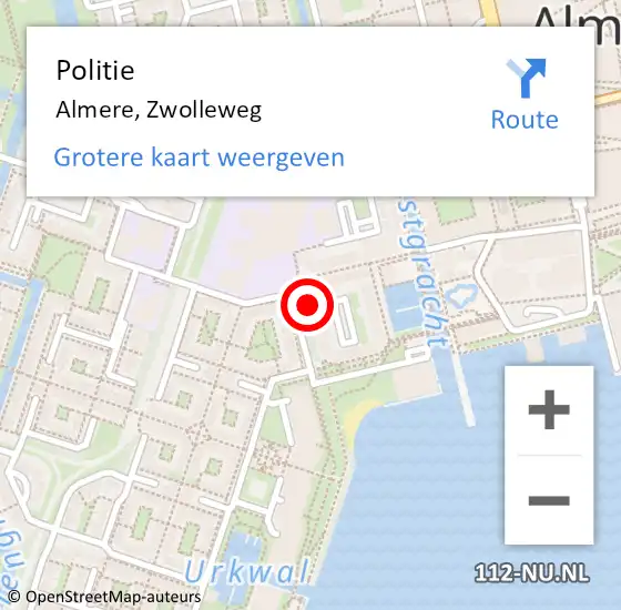 Locatie op kaart van de 112 melding: Politie Almere, Zwolleweg op 10 februari 2024 12:10