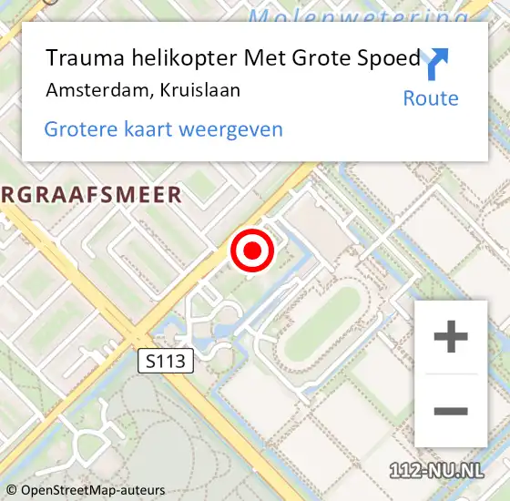 Locatie op kaart van de 112 melding: Trauma helikopter Met Grote Spoed Naar Amsterdam, Kruislaan op 10 februari 2024 12:31