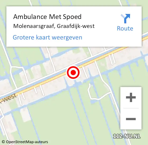 Locatie op kaart van de 112 melding: Ambulance Met Spoed Naar Molenaarsgraaf, Graafdijk-west op 10 februari 2024 12:44