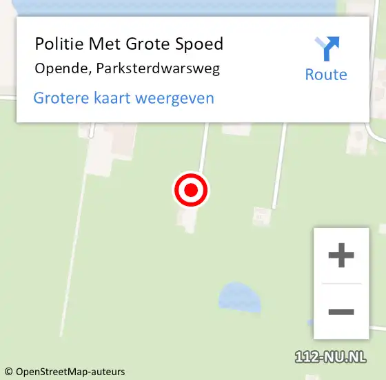 Locatie op kaart van de 112 melding: Politie Met Grote Spoed Naar Opende, Parksterdwarsweg op 10 februari 2024 12:47