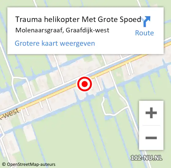Locatie op kaart van de 112 melding: Trauma helikopter Met Grote Spoed Naar Molenaarsgraaf, Graafdijk-west op 10 februari 2024 12:48