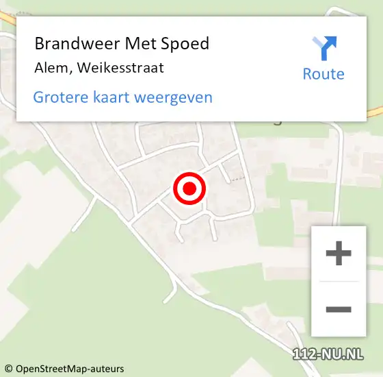 Locatie op kaart van de 112 melding: Brandweer Met Spoed Naar Alem, Weikesstraat op 10 februari 2024 13:05