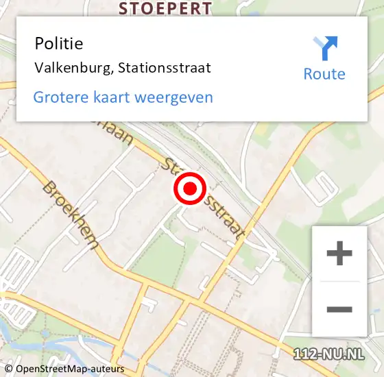 Locatie op kaart van de 112 melding: Politie Valkenburg, Stationsstraat op 10 februari 2024 13:51