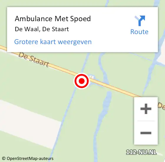 Locatie op kaart van de 112 melding: Ambulance Met Spoed Naar De Waal, De Staart op 10 februari 2024 14:23
