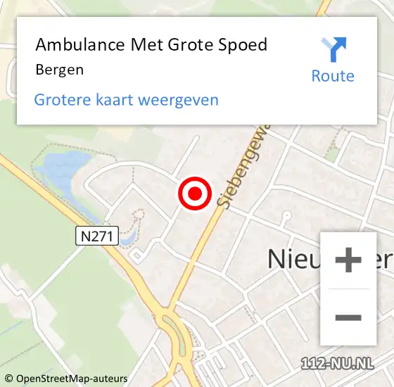 Locatie op kaart van de 112 melding: Ambulance Met Grote Spoed Naar Bergen op 10 februari 2024 14:33