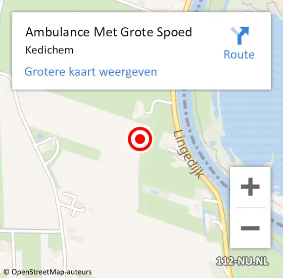 Locatie op kaart van de 112 melding: Ambulance Met Grote Spoed Naar Kedichem op 10 februari 2024 14:52