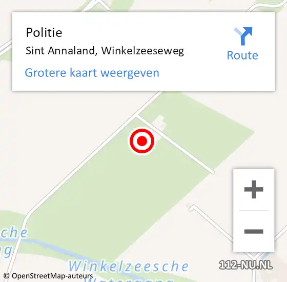 Locatie op kaart van de 112 melding: Politie Sint Annaland, Winkelzeeseweg op 10 februari 2024 14:58
