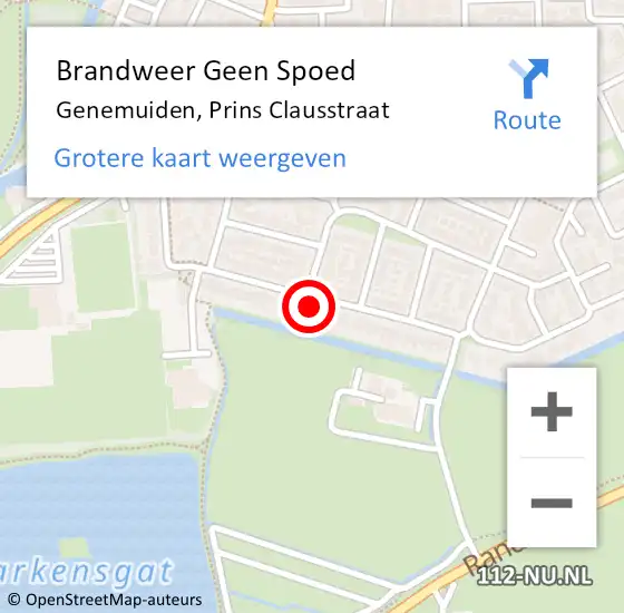 Locatie op kaart van de 112 melding: Brandweer Geen Spoed Naar Genemuiden, Prins Clausstraat op 10 februari 2024 15:35