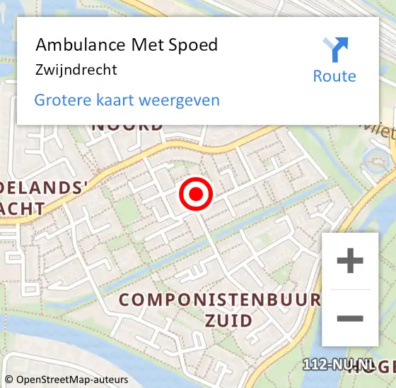 Locatie op kaart van de 112 melding: Ambulance Met Spoed Naar Zwijndrecht op 10 februari 2024 15:39