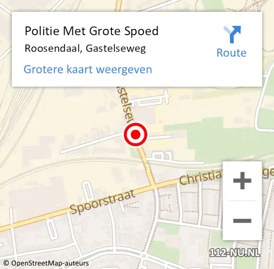 Locatie op kaart van de 112 melding: Politie Met Grote Spoed Naar Roosendaal, Gastelseweg op 10 februari 2024 15:40