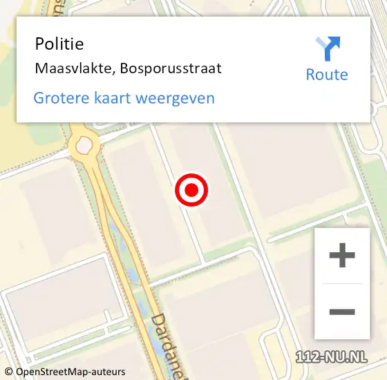 Locatie op kaart van de 112 melding: Politie Maasvlakte, Bosporusstraat op 10 februari 2024 16:19