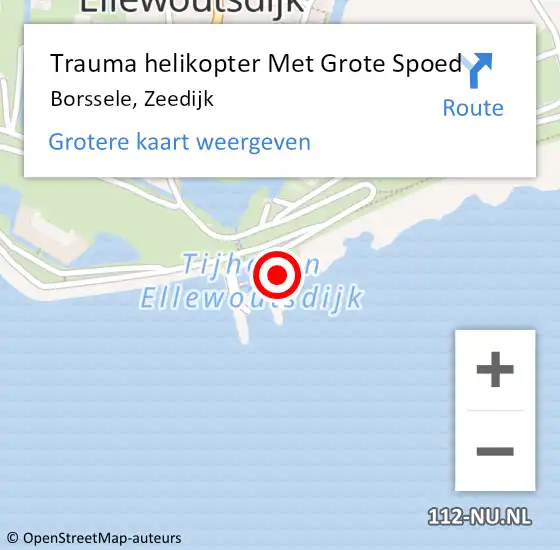 Locatie op kaart van de 112 melding: Trauma helikopter Met Grote Spoed Naar Borssele, Zeedijk op 10 februari 2024 16:44