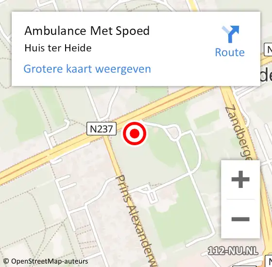Locatie op kaart van de 112 melding: Ambulance Met Spoed Naar Huis ter Heide op 10 februari 2024 17:12
