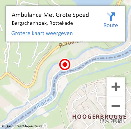 Locatie op kaart van de 112 melding: Ambulance Met Grote Spoed Naar Bergschenhoek, Rottekade op 10 februari 2024 17:31