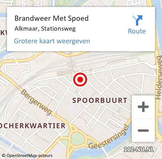Locatie op kaart van de 112 melding: Brandweer Met Spoed Naar Alkmaar, Stationsweg op 10 februari 2024 17:48