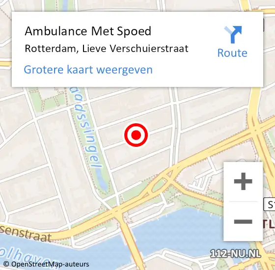 Locatie op kaart van de 112 melding: Ambulance Met Spoed Naar Rotterdam, Lieve Verschuierstraat op 10 februari 2024 17:52