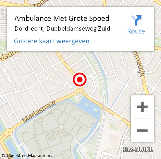 Locatie op kaart van de 112 melding: Ambulance Met Grote Spoed Naar Dordrecht, Dubbeldamseweg Zuid op 10 februari 2024 18:45