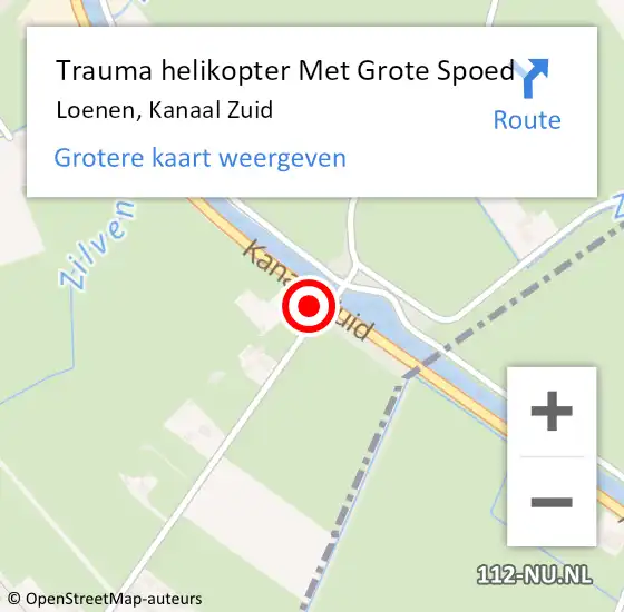 Locatie op kaart van de 112 melding: Trauma helikopter Met Grote Spoed Naar Loenen, Kanaal Zuid op 10 februari 2024 19:38