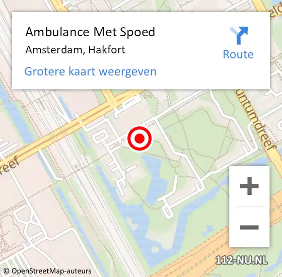 Locatie op kaart van de 112 melding: Ambulance Met Spoed Naar Amsterdam, Hakfort op 10 februari 2024 19:58