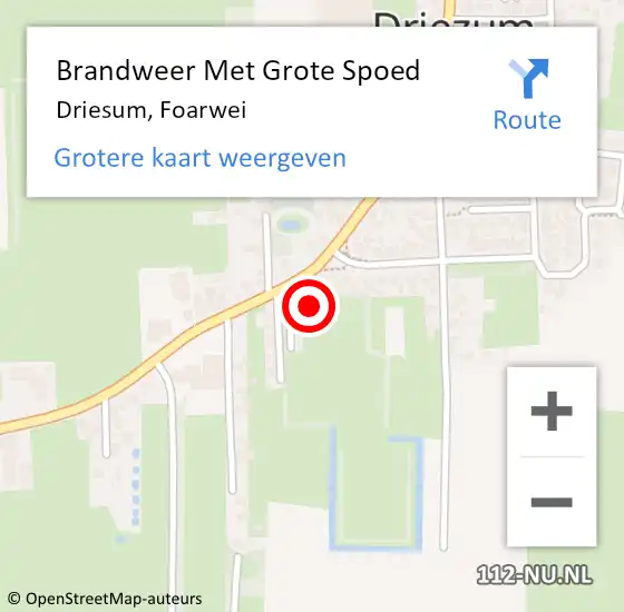 Locatie op kaart van de 112 melding: Brandweer Met Grote Spoed Naar Driesum, Foarwei op 10 februari 2024 20:12