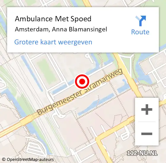 Locatie op kaart van de 112 melding: Ambulance Met Spoed Naar Amsterdam, Anna Blamansingel op 10 februari 2024 20:18