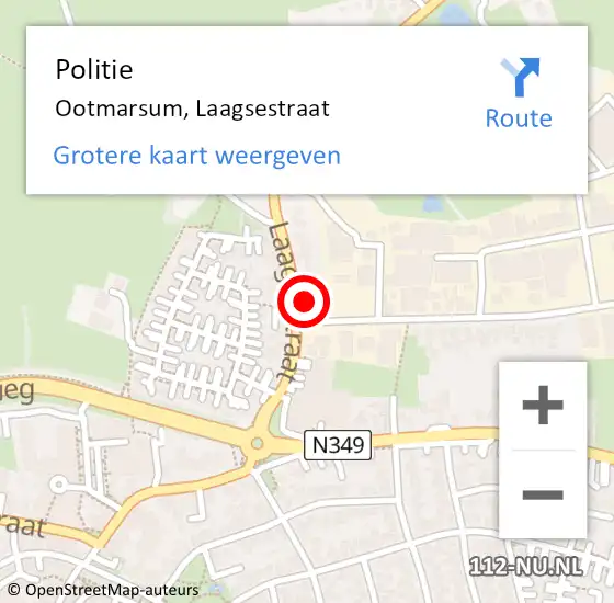 Locatie op kaart van de 112 melding: Politie Ootmarsum, Laagsestraat op 10 februari 2024 20:35