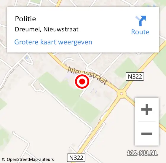 Locatie op kaart van de 112 melding: Politie Dreumel, Nieuwstraat op 10 februari 2024 21:03