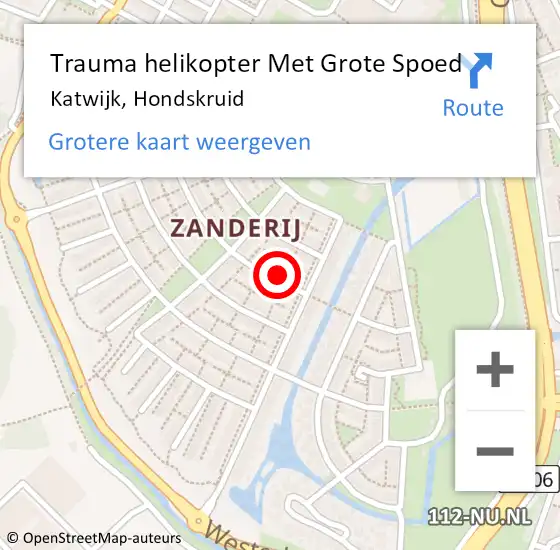Locatie op kaart van de 112 melding: Trauma helikopter Met Grote Spoed Naar Katwijk, Hondskruid op 10 februari 2024 21:08