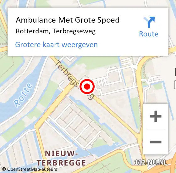 Locatie op kaart van de 112 melding: Ambulance Met Grote Spoed Naar Rotterdam, Terbregseweg op 10 februari 2024 22:41