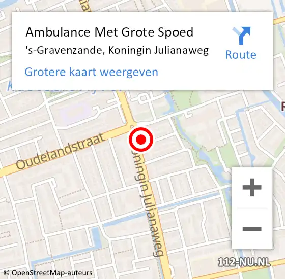 Locatie op kaart van de 112 melding: Ambulance Met Grote Spoed Naar 's-Gravenzande, Koningin Julianaweg op 11 februari 2024 00:06