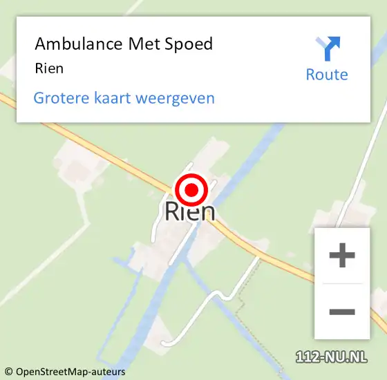 Locatie op kaart van de 112 melding: Ambulance Met Spoed Naar Rien op 11 februari 2024 00:14