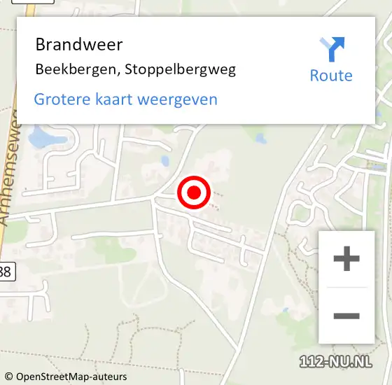 Locatie op kaart van de 112 melding: Brandweer Beekbergen, Stoppelbergweg op 11 februari 2024 00:31