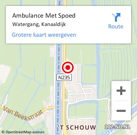 Locatie op kaart van de 112 melding: Ambulance Met Spoed Naar Watergang, Kanaaldijk op 11 februari 2024 01:06