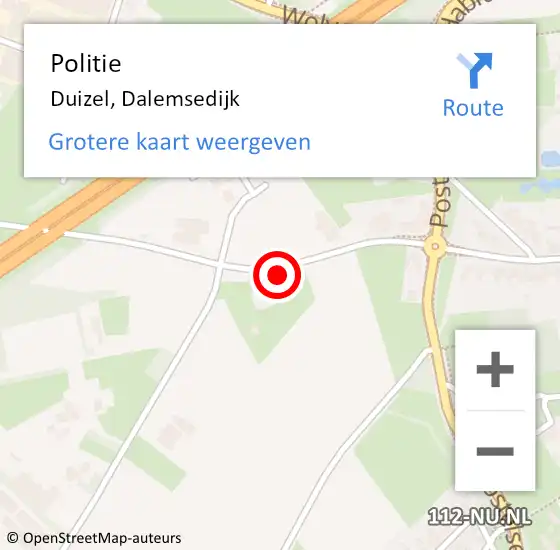 Locatie op kaart van de 112 melding: Politie Duizel, Dalemsedijk op 11 februari 2024 02:24
