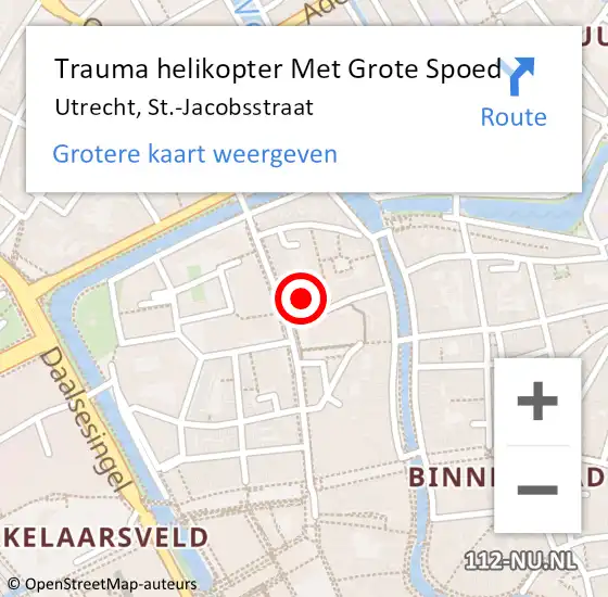 Locatie op kaart van de 112 melding: Trauma helikopter Met Grote Spoed Naar Utrecht, St.-Jacobsstraat op 11 februari 2024 03:12