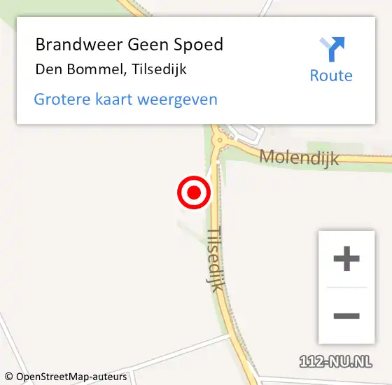 Locatie op kaart van de 112 melding: Brandweer Geen Spoed Naar Den Bommel, Tilsedijk op 11 februari 2024 04:16