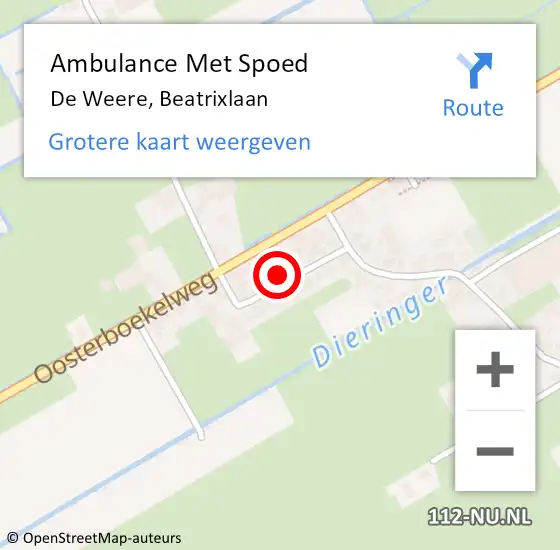 Locatie op kaart van de 112 melding: Ambulance Met Spoed Naar De Weere, Beatrixlaan op 11 februari 2024 07:00
