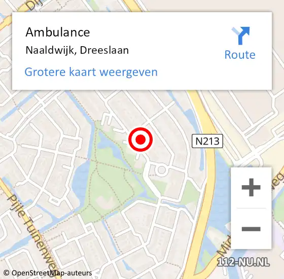 Locatie op kaart van de 112 melding: Ambulance Naaldwijk, Dreeslaan op 11 februari 2024 07:09