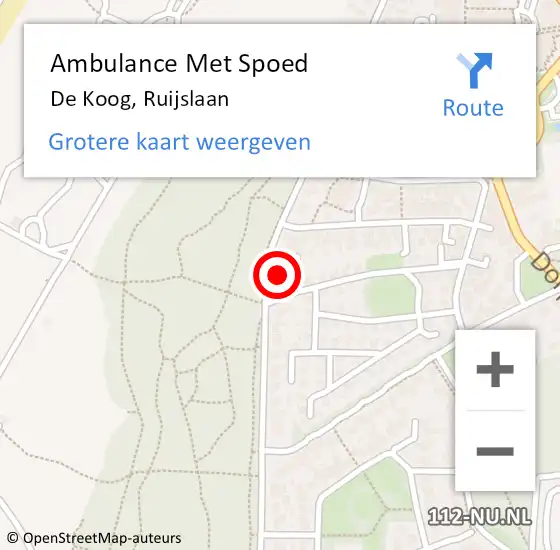Locatie op kaart van de 112 melding: Ambulance Met Spoed Naar De Koog, Ruijslaan op 11 februari 2024 08:09