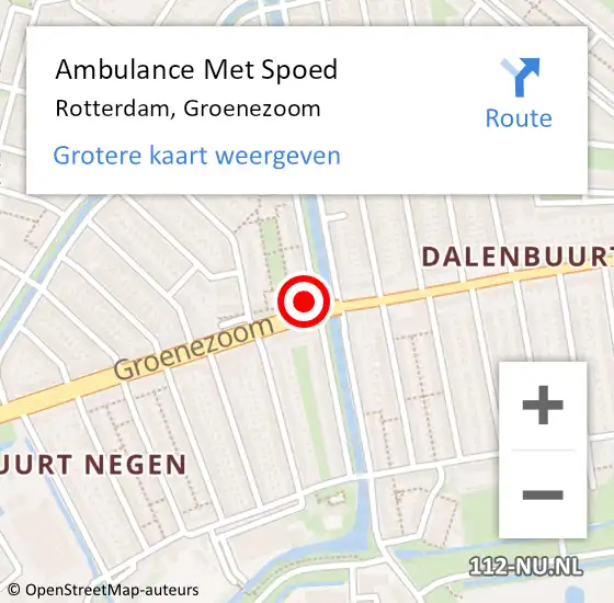 Locatie op kaart van de 112 melding: Ambulance Met Spoed Naar Rotterdam, Groenezoom op 11 februari 2024 08:15