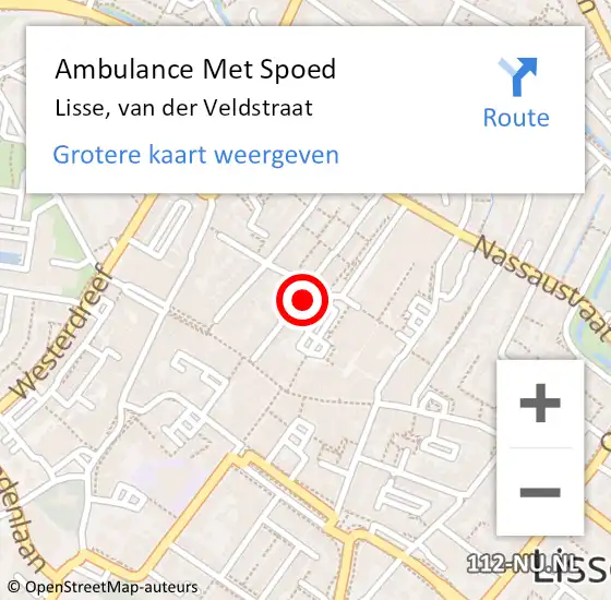 Locatie op kaart van de 112 melding: Ambulance Met Spoed Naar Lisse, van der Veldstraat op 11 februari 2024 08:43
